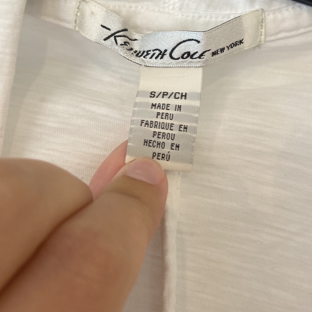 Kenneth Cole white open cardigan with front tie size S - Picture 9 of 16